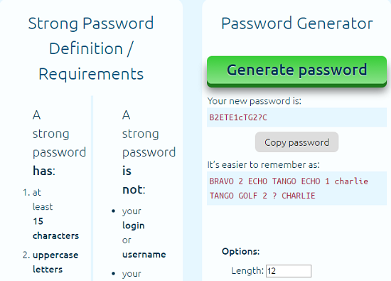 Password requirements. Definitions password.